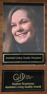 Heather Bruemmer Quality Award plaque